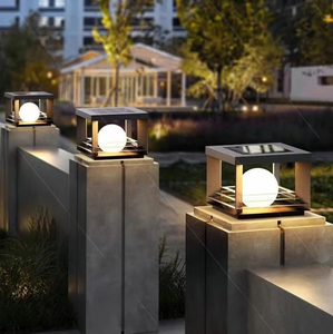 <span class=keywords><strong>Lampe</strong></span> solaire de <span class=keywords><strong>colonne</strong></span> décorative pour jardin, villa, portail, étanche IP65, à intensité variable, corps en acier inoxydable - Product Image 2