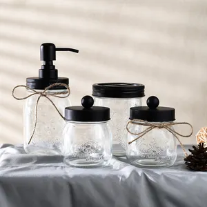 Premium Mason Jar Badkamer Accessoires Set Lotion Zeepdispenser Tandenborstelhouder Apotheker Potten