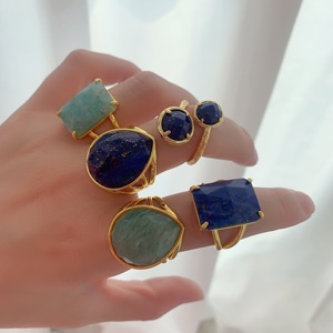 LS-B5657 di alta qualità in oro anello da dito per donna uomo natura amazonite lapis anello di pietre preziose moda <span class=keywords><strong>gioielli</strong></span> anelli nuovi alla moda - Product Image 2