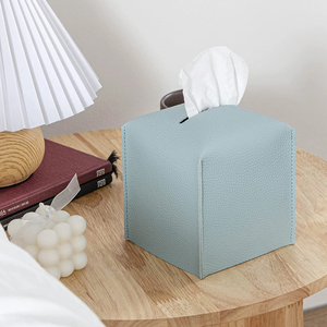 Tissue Cover Leather Box Factory Custom Tissue Cover Pu Leather Fashionable Tissue Box Customized Hot Selling Tissue Box Cover Customization Faux Leather