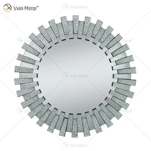 ที่มีคุณภาพสูง WXM-1138ตกแต่งผนังเพชรสีเงิน3D กระจกแขวนผนังกระจก