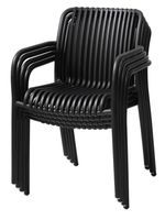 Fauteuil de salle à manger en plastique empilable d'extérieur varicoloured avec siège et dossier à lattes confortables pour restaurant