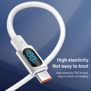 Haute qualité 100W 5A USB-A à C Type C à Type C PD câble de charge rapide pour Huawei <span class=keywords><strong>iPhone</strong></span> 14 15 affichage numérique câble USB <span class=keywords><strong>alimentation</strong></span> - Product Image 2
