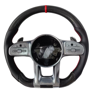 Volant de direction amélioré <span class=keywords><strong>Mercedes</strong></span>-Benz CLS <span class=keywords><strong>350</strong></span> W157 W218 W257 A45 W176 Haoruijie 40mm en fibre de carbone et cuir, 3 branches, style Business - Product Image 4