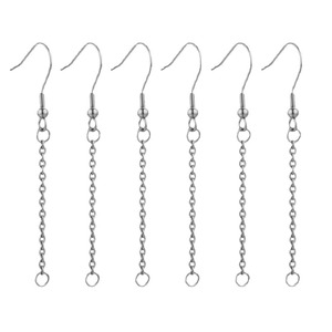 Ear Chain <b>Hook</b> Findings | 18K PVD Stainless Steel Fish <b>Hook</b> <b>Earring</b> Wire with Chain for DIY Jewelry Accessories - Product Image 5