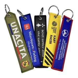 <b>Customized</b> Printed Commercial Promotainal Gift <b>Key</b> Ring Embroidered Woven Label Keychain - Product Image 1