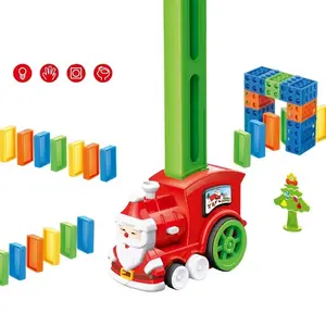 Noël domino automatique licences petit train enfants intérieur éducation électricité dominos cadeaux ensemble Shantou jouets