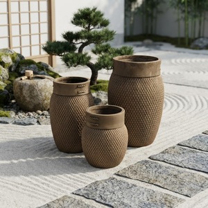 Jardinières modernes écologiques en argile fibreuse sculptées à la main, légères, résistantes au gel, avec trous de drainage, vente en gros directe usine - Product Image 5