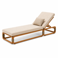 Ensemble de chaises longues en teck pour l'extérieur, avec coussins imperméables, pour hôtel, villa, piscine