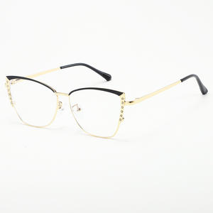 Monture de lunettes œil-de-chat Qianai pour femme JS9-4-1108, monture complète, verres anti-lumière bleue AC, design irrégulier - Product Image 4