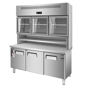 Mesa de Trabajo Refrigerada Comercial de Acero Inoxidable, Refrigerador Portátil de 4 Puertas Francesas, Sin Escarcha, de Bajo Consumo, para Cocina - Product Image 3