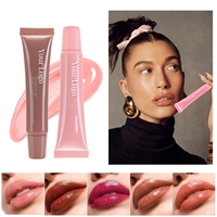 Tube à presser de beurre pour les lèvres personnalisé jus votre logo végan huile imperméable à l'eau plus dodue soin brillant hydratant rose baume à lèvres pour le maquillage