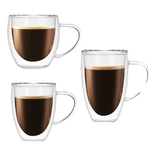 แก้วกาแฟสองชั้นพร้อมหูจับ แก้วชาเก็บความร้อน แก้วบอโรซิลิเกตคุณภาพสูง ภาชนะเครื่องดื่มสำหรับใช้ในบ้าน - Product Image 5
