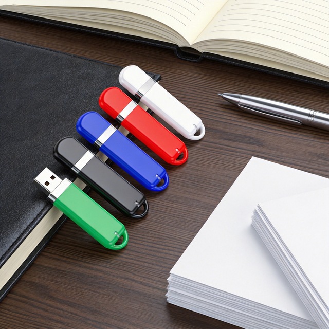 Plastic USB Flash Drive With Chrome Metal Band Custom Logo Engraving Multi Color Keyring Pendrive Wholesale Thumb Memory Stick