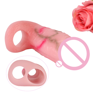 Realistischer Penisvergrößerer aus Silikon mit Penisring, rosa Hülle für Männer, Penisvergrößerungshülle, kleine Penishülle, Sexspielzeug für Erwachsene - Product Image 1