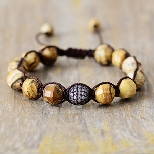Imperial Stone Jewelry Natural Stone Hand-Woven <b>Adjustable</b> <b>Bracelet</b> Geometric Beads Tiger Stone Purple Lake Blue Black Caramel - Product Image 3