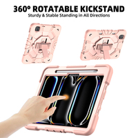 Étui antichute pour tablette iPad Pro 11 M4 2024 M5 2025, coque antichoc en silicone avec sangle d'épaule, support rotatif et emplacement pour stylet