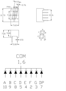 0.3 inch 1 chữ số ánh sáng trắng 7 đoạn dẫn hiển thị cho đồng hồ kỹ thuật số chỉ số điện các thiết bị nhỏ - Product Image 3