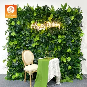 Sunwedding mur d'herbe en plastique fleurs artificielles panneau d'herbe plante mur vert pour la décoration intérieure extérieure