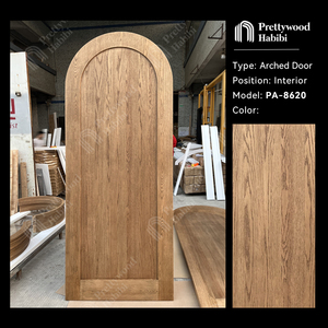 Prettywood pintu gaya Australia Vintage desain Interior atasan bulat Satu Panel kayu Solid pintu Interior melengkung - Product Image 3