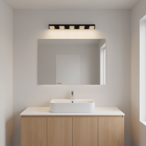 Applique murale LED moderne à 5 lumières pour salle de bain, en métal noir mat, lumière du jour 5000K, 110V AC, fixation murale - Product Image 2