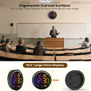 Grande horloge murale numérique avec affichage LED, alarme, minuteur, heure d'été, température, humidité, gradation automatique, télécommande, veilleuse - Product Image 5