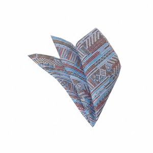 Mouchoirs de poche à col imprimés motif ethnique bleu pour hommes adultes en tissu tissé - Product Image 2