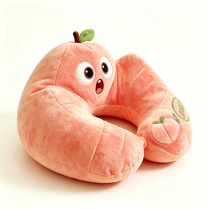 Customized Cartoon Peach Character U <b>Neck</b>, <b>Cushion</b> Lovely Embroidered Peach Plush <b>Neck</b> Rest - Product Image 2