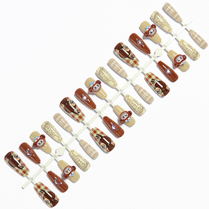 Faux ongles à presser pour enfants, motif dessin animé mignon, forme cercueil, en ABS, réutilisables, pour filles, usage quotidien estival, fête des enfants, fête d'anniversaire - Product Image 5