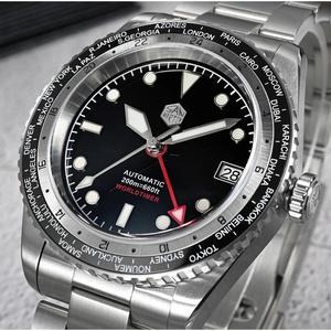 นาฬิกาดำน้ำ San Martin SN0112 สำหรับผู้ชาย ตัวเรือนแบบ World Time Bezel สปอร์ตหรูหรา NH34 GMT ธุรกิจ ระบบอัตโนมัติ กลไกจักรกล กระจกแซฟไฟร์ กันน้ำลึก 200 เมตร - Product Image 3