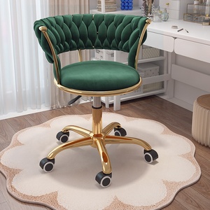 High Quality Nail Salon Comfortable Swivel Chair with Wheel Gold-plated Five-legged Base Flannel Salon <b>Stools</b> - Product Image 2