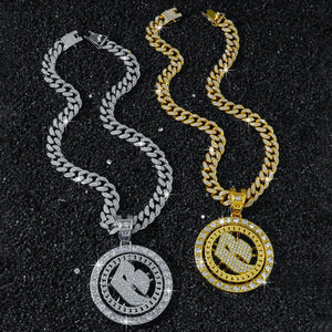 สร้อยคอจี้รูปตัวอักษร B หมุนได้ ดีไซน์เรขาคณิตทรงกลม สไตล์ฮิปฮอป สำหรับผู้ชาย ขายดี โดดเด่น เป็นที่นิยม ขายส่งเครื่องประดับ - Product Image 1