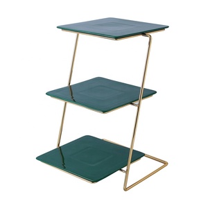 Conjunto de <span class=keywords><strong>rack</strong></span> de bolo, conjunto moderno para festa de aniversário, casamento, 3 tier, suporte de exibição de sobremesa, cerâmica dourada - Product Image 1