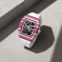 Montre-bracelet à quartz pour homme de luxe, ultra-fine, en alliage, forme tonneau, aiguilles lumineuses, bracelet en silicone, résistante à l'eau 30M