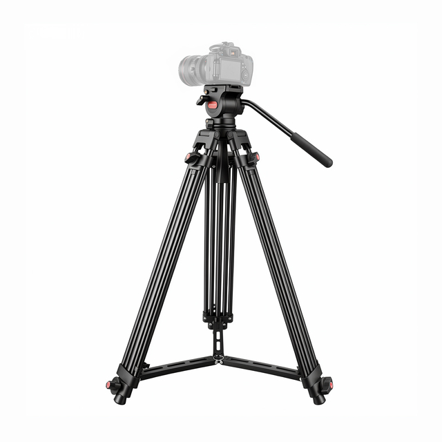 Professional Heavy Duty Camera Tripod with Fluid Head Outdoors Photography 360 Rotatable Action Camera Tripod