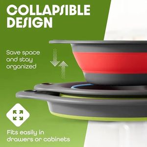 Coladores plegables con base autodrenante para el borde del fregadero, coladores de alimentos (pequeños/medianos/grandes), diseño anidado para un fácil almacenamiento - Product Image 3
