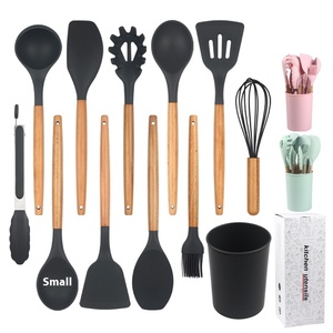 12 cái Tiện Ích Nhà Bếp thiết lập bằng gỗ xử lý công cụ nấu ăn BPA free không độc hại Silicone nấu ăn đồ dùng nhà bếp thiết lập với chủ - Product Image 1