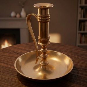 Handmade Brass <b>Taper</b> <b>Candle</b> <b>Holder</b> with Handle Classic Vintage Candlestick Stand Decorative Home Table Wedding Decor - Product Image 1