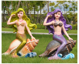 Sculpture en fibre de verre de banc en forme de coquillage de dauphin de dessin animé, thème sous-marin, méduse, crabe, statue de paysage extérieur pour parc d'attractions - Product Image 5