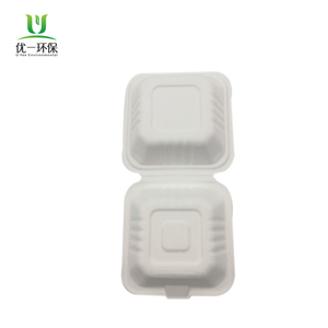 Có thể phân hủy dùng một lần mía Hộp Ăn Trưa 9x6 inch Takeaway bã mía container thực phẩm bã mía vỏ sò - Product Image 5