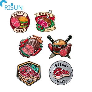 Produzione di spilla con Logo personalizzato in smalto <span class=keywords><strong>Carne</strong></span> e bistecca con risvolto a forma di bistecca tagli di manzo Silhouette spilla con spilla in smalto morbido duro - Product Image 1