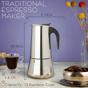Cafetière Moka Classique Portable en Acier Inoxydable pour Plaque de Cuisson avec Couvercle et Poignée en Bois Doux au Toucher, Capacité 6 Tasses, Vente en Gros - Product Image 4