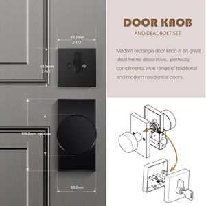 Matte <strong>Black</strong> <strong>Door</strong> <strong>Knobs</strong> Interior Modern <strong>Door</strong> Deadbolt Locks - Product Image 3