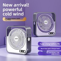 Mini ventilateur de bureau portable avec affichage numérique, turbine haute vitesse, longue autonomie, ventilateur de refroidissement pour bureau et maison, alimentation USB, veilleuse