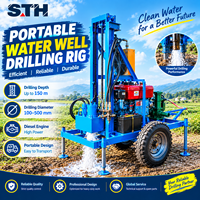 Petite plateforme de forage hydraulique pour puits d'eau, machine de forage de puits d'eau portable à moteur diesel pour le forage de puits peu profonds