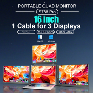 Monitor Portátil FOPO 1200P FHD de 16 Pulgadas, Monitor Cuádruple, 1 Cable <span class=keywords><strong>para</strong></span> 3 Pantallas, Monitor de <span class=keywords><strong>PC</strong></span> Tipo-C <span class=keywords><strong>para</strong></span> Windows 10/11 y Macbook - Product Image 2