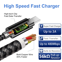 Kabel Tipe-C 480Mbps Kabel Pengisian Cepat 3A 60W USB Tipe A ke USB C 2.0 untuk Komputer dengan Fungsi Pengisian Daya 3A