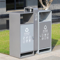 Poubelle extérieure en métal à 2 compartiments poubelle peut à l'extérieur de la rue double poubelle de recyclage poubelle commerciale en acier double
