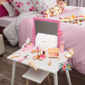 Ensemble <span class=keywords><strong>de</strong></span> beauté élégant en bois petite femme pour le maquillage Kit <span class=keywords><strong>de</strong></span> jeu <span class=keywords><strong>de</strong></span> simulation avec miroir <span class=keywords><strong>de</strong></span> brosse <span class=keywords><strong>de</strong></span> parfum d'ombre à paupières et étui à cosmétiques - Product Image 3