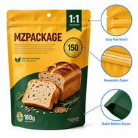 Sac d'emballage personnalisé pour pain intégral, pochette mate autoportante de qualité alimentaire refermable pour boulangerie, vente en gros B2B